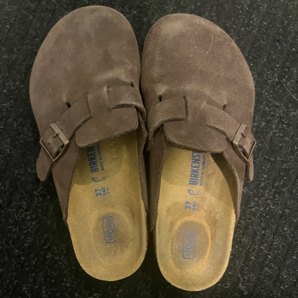 Birkenstock Dark Brown Suede Slip-Ons